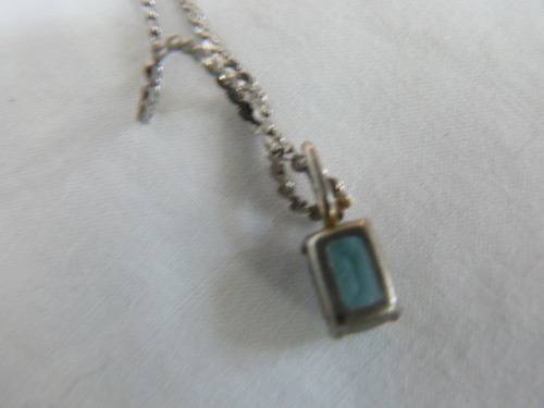 SILVER TONED NECKLACE WITH BLUE STONE