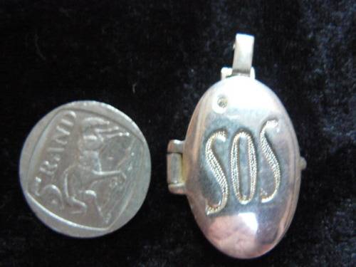 SOS SILVER TONED LOCKET - PENDANT