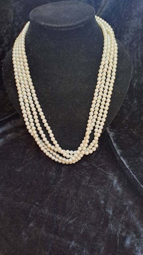 2x long single strand faux pearl necklaces