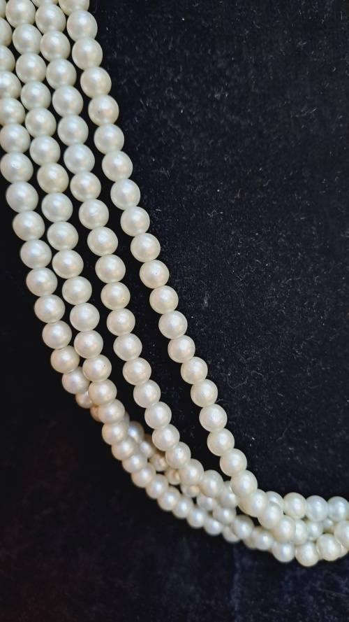 2x long single strand faux pearl necklaces