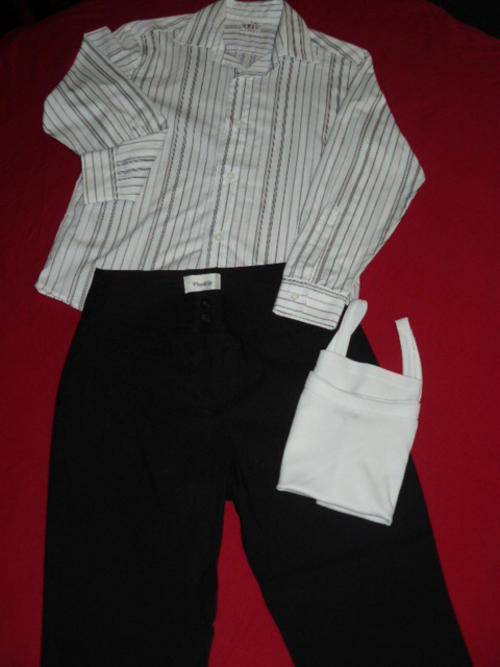 COLARD SHIRT (EDGARS) AND BLACK PANTS 9-10 YRS FREE STRAPY TOP