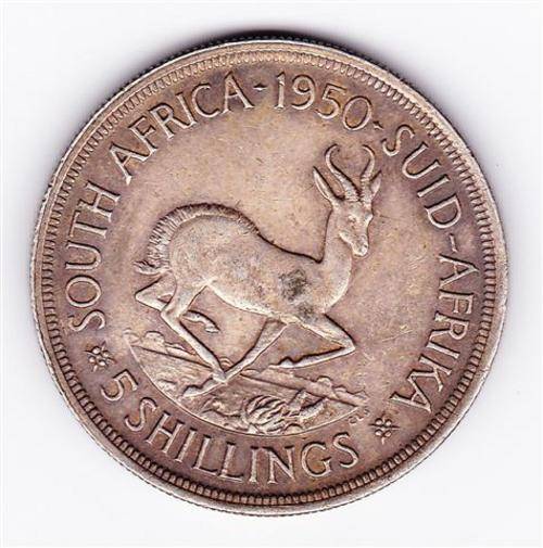 1950 South Africa 5 Shilling Coin