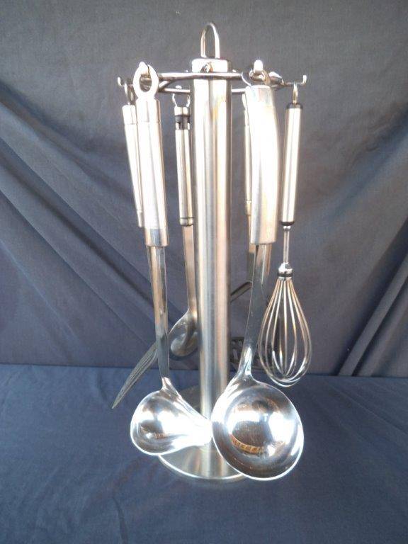 18/8 STAINLESS STEEL 6 PIECE HANGING KITCHEN UTENSILS