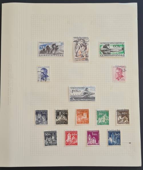 Czechoslovakia - Small collection on 9 pages + singles