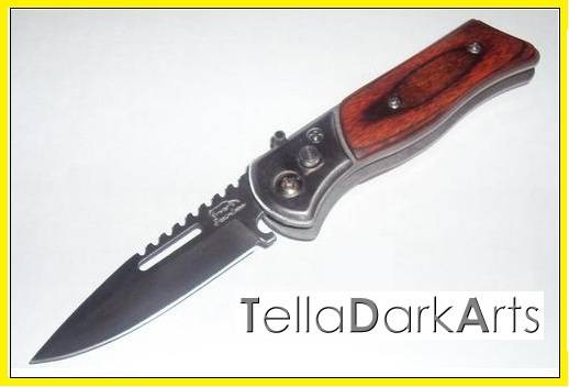 Stainless Steel Flick Knife, Wood Handle