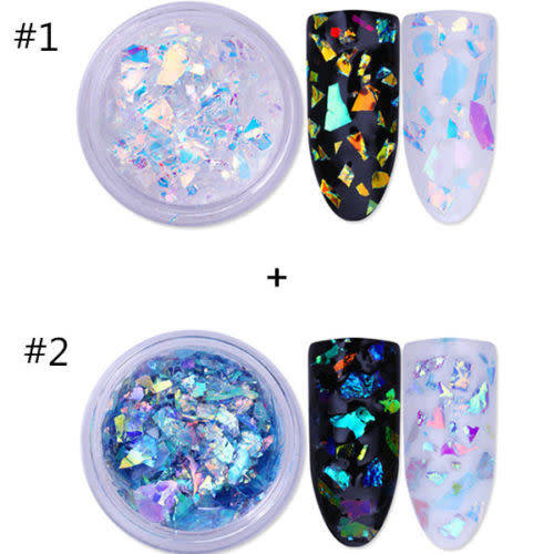 2Boxes-Nail-Glitter-Sequins-Fluorescent-Glass-Paper-Paillette-