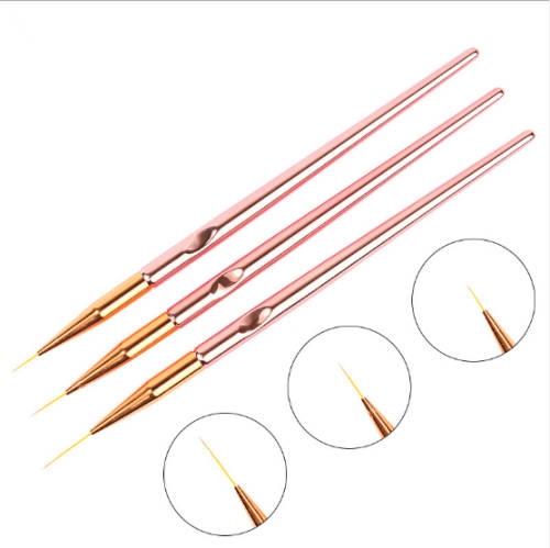 3pcs Rose Gold Striping Brush