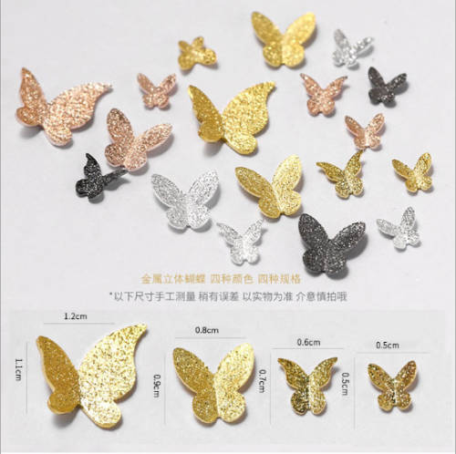 3D Rasin Matt Metal Butterfly 10pcs Mix Size HD003 - Rose Gold