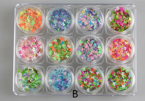 12 Colors Butterfly Nail Art
