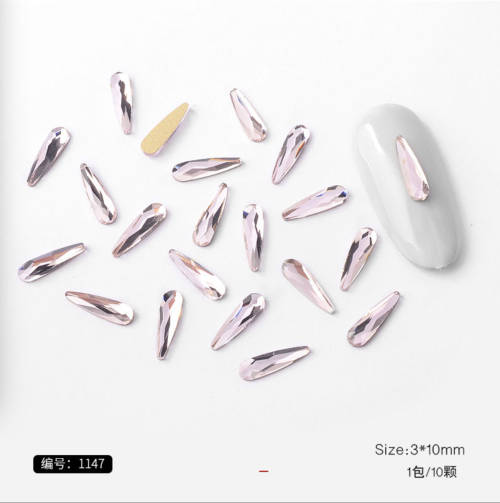 waterdrop diamonds 10pcs Flat Bottom -1147 - Pink Opal