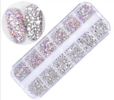 12grids Silver Base white+AB Daimonds 1440pcs
