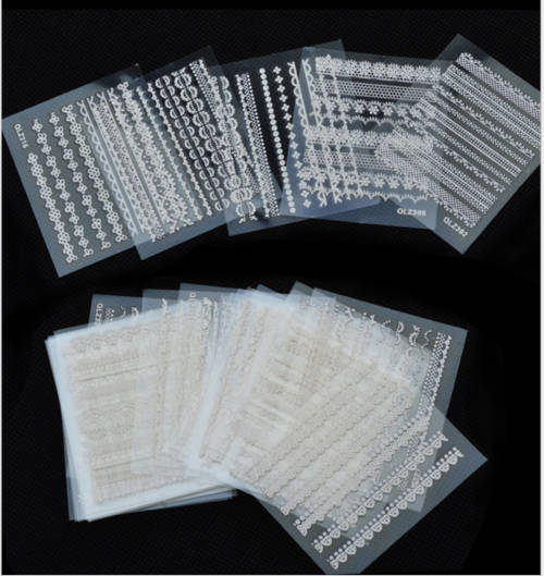 White Lace Sticker 30pcs Mix Designs