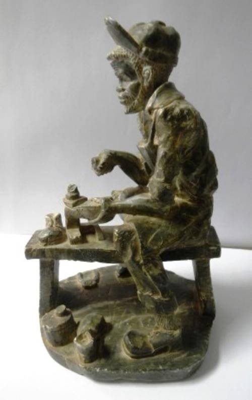 Beautiful Soapstone Sculpture of a Working Cobbler
