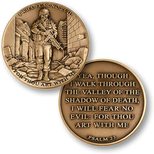 I Will Fear No Evil - Psalm 23 *** BIG BRONZE 1.75" MADE IN USA CHALLENGE COIN