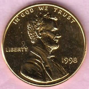 1998 Gold Plated One Cent COIN  USA                SUN6370