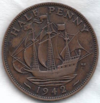 *****  1942  HALF PENNY  COIN  *****                    SUN7022