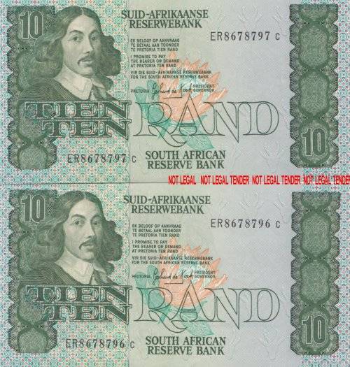 GPC DE KOCK 10 RAND NOTES 1985 (2 NOTES SEQUENCE)   SET018