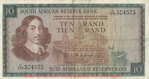 TW DE JONGH   R10   NOTE SOUTH AFRICA     C275 304573     SET021