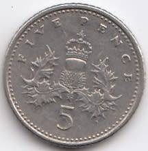 1990      FIVE  PENCE   COIN                SUN8879*