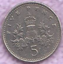 1990      FIVE  PENCE   COIN                SUN9042