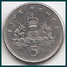 1991  -   5  Pence Coin      United Kingdom         SUN9106