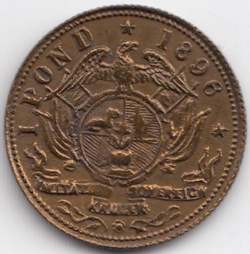 1 Pond, "Imitation Kruger Sovereign,"  1896               SUN9194
