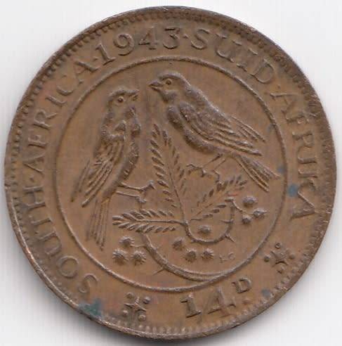 SOUTH AFRICA      1/4 D    1943                 SUN10142