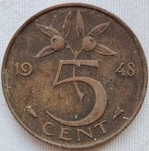 1948  5 Cents      Netherlands          SUN11370
