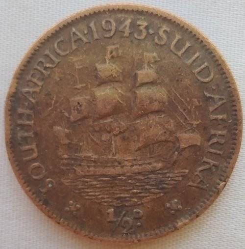 1943      HALF PENNY COIN    SOUTH AFRICA                 SUN11978~