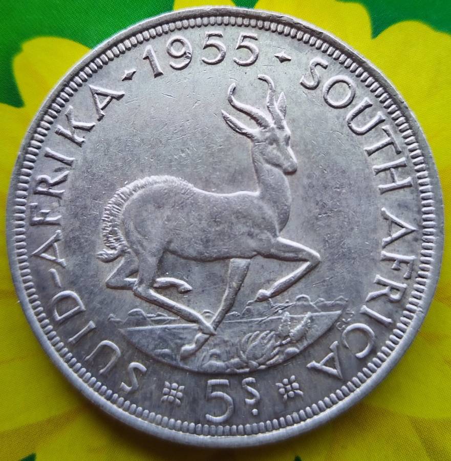 1955     5 SHILLING SILVER (SCARCE LOW MINTAGE 45080)       SUN14055*