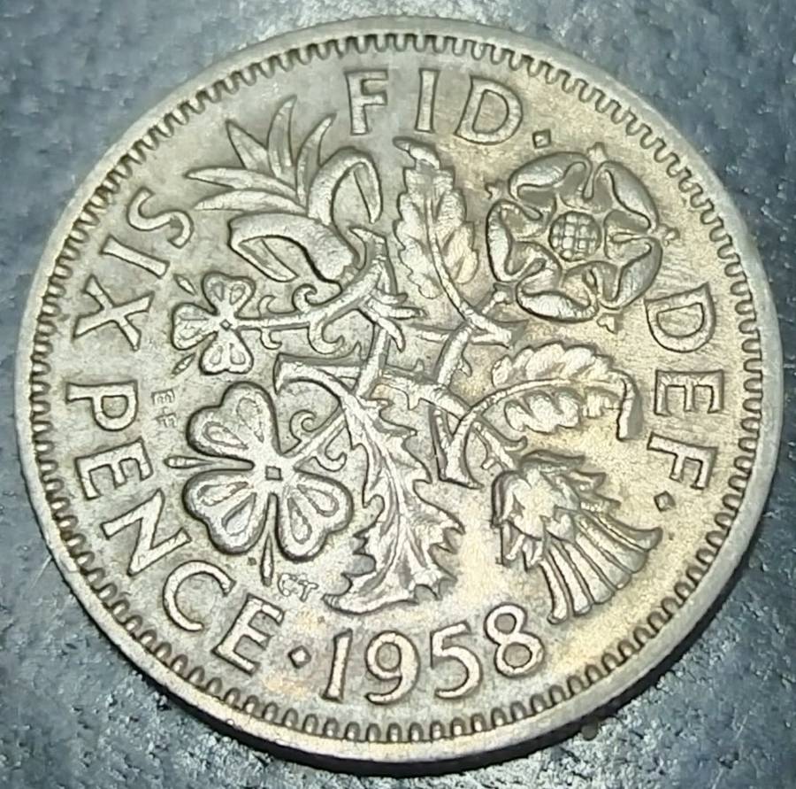 1958 -   SIX  Pence Coin      United Kingdom         SUN14298