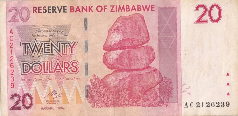 TWENTY DOLLARS    ZIMBABWE     AC2126239      SET088