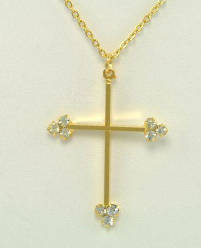 14K GOLD EP CLUSTER CROSS PENDANT
