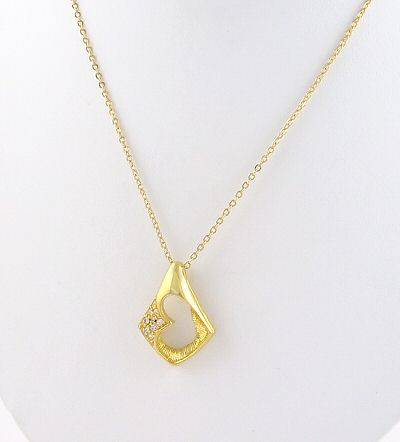 ARTISTIC RHINESTONE 14KT GOLD HGE PENDANT & CHAIN