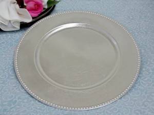 *****ELEGANT CHARGER PLATES SILVER WITH BEAD DESIGN*************