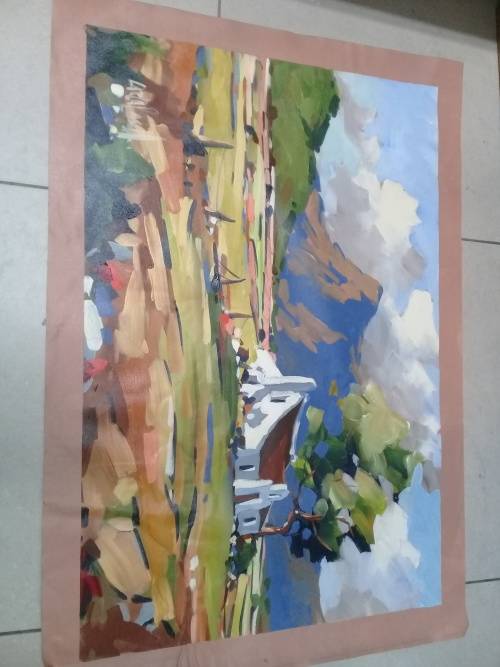 Carla Bosch rural farm scene 88x59--Estimated value = +/-  R25900