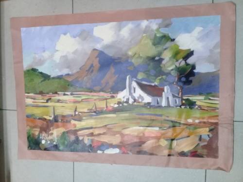 Carla Bosch rural farm scene 88x59--Estimated value = +/-  R25900