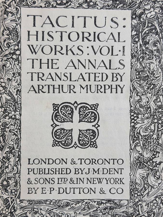 KAROO-ANTIEK #8 - VERRY RARE BOOK - TACITUS HISTORICAL WORKS VOL 1