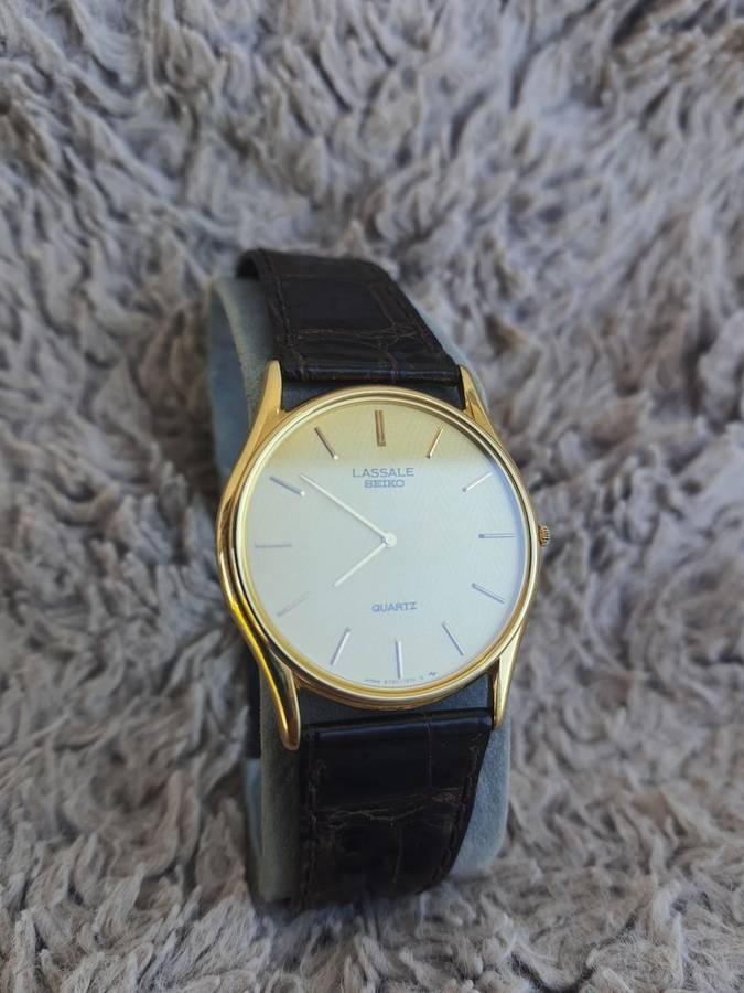 #1 VINTAGE GOLDEN SEIKO LASSALE IN BOX - GENUINE LEATHER