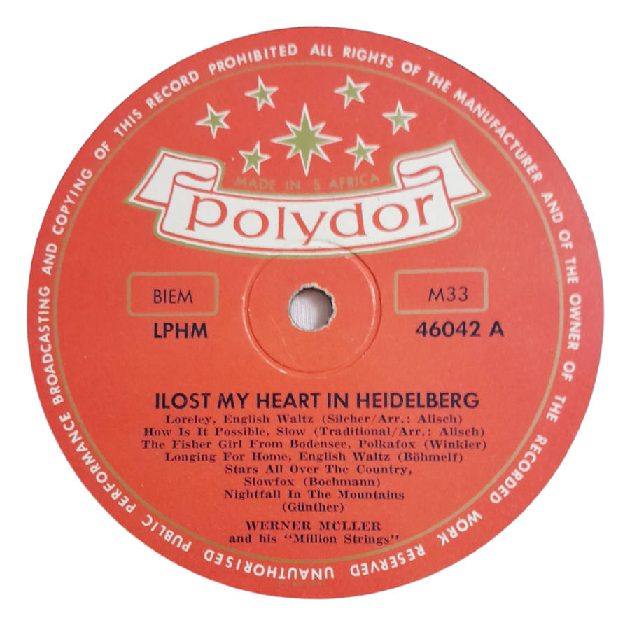 1958 Werner Müller And His `Million Strings`   I Lost My Heart In Heidelberg - Vinyl, 7`, 33 RPM -