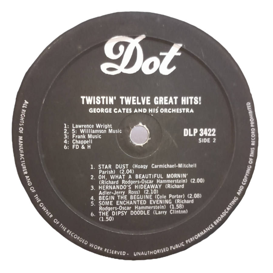 1962 George Cates And His Orchestra - Twistin` Twelve Great Hits! - Vinyl, 7`, 33 RPM - Jazz - Very