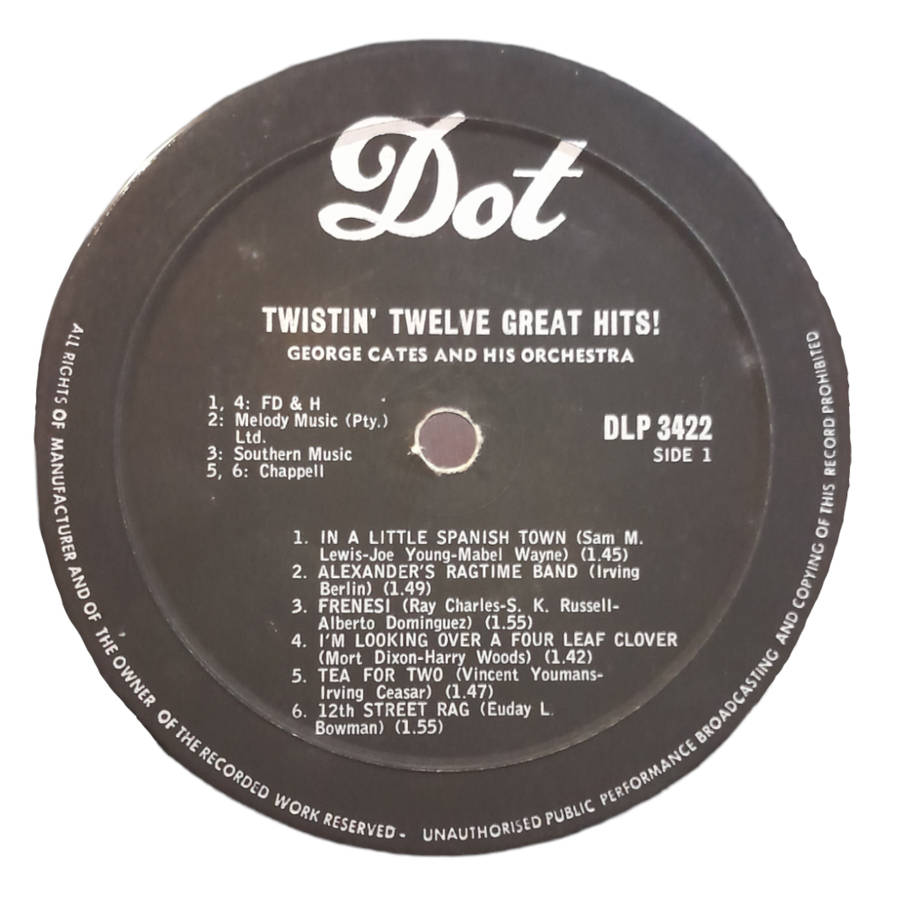 1962 George Cates And His Orchestra - Twistin` Twelve Great Hits! - Vinyl, 7`, 33 RPM - Jazz - Very