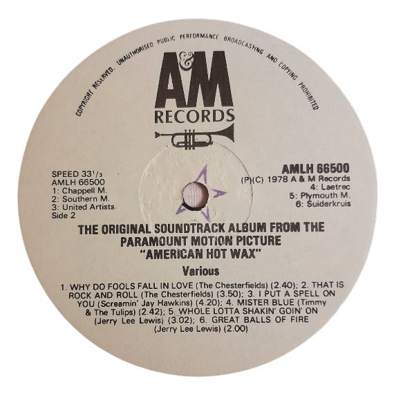 1978 Various - The Original Soundtrack Album From The Paramount Motion Picture `American Hot Wax` -