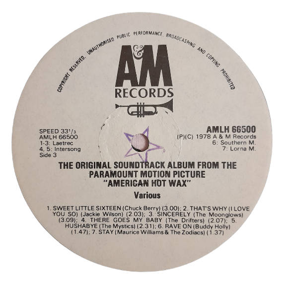 1978 Various - The Original Soundtrack Album From The Paramount Motion Picture `American Hot Wax` -