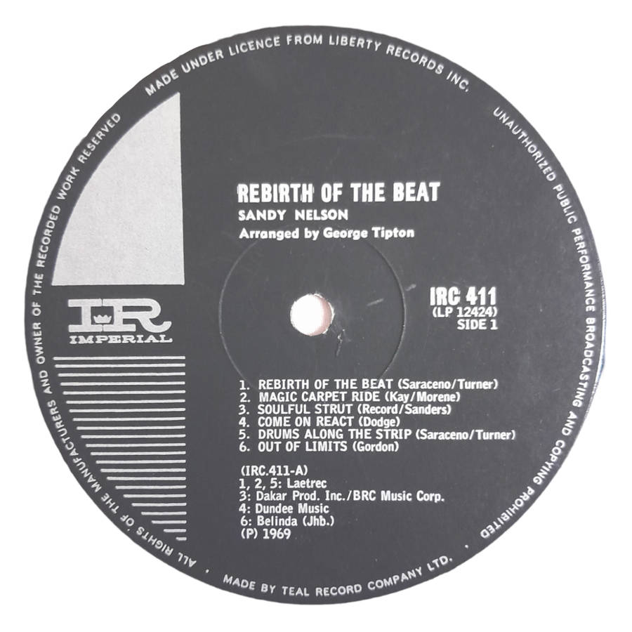 1969 Sandy Nelson  Rebirth Of The Beat - Vinyl, 7`, 33 RPM - Rock - Very Good - With Cover
