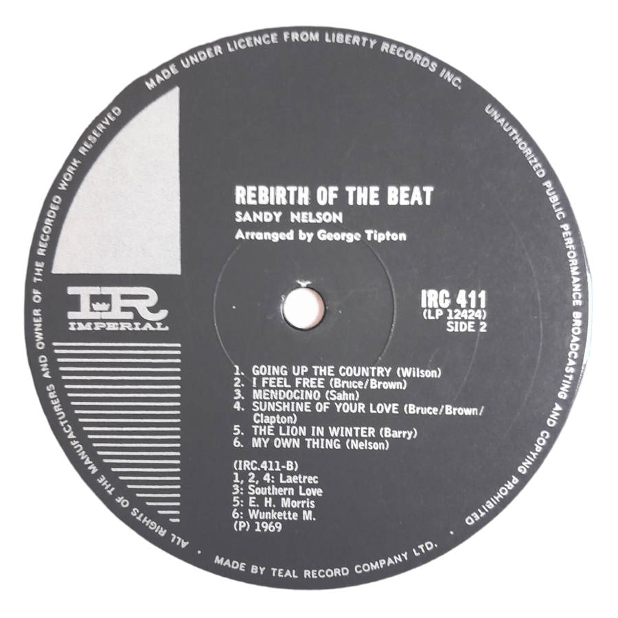 1969 Sandy Nelson  Rebirth Of The Beat - Vinyl, 7`, 33 RPM - Rock - Very Good - With Cover