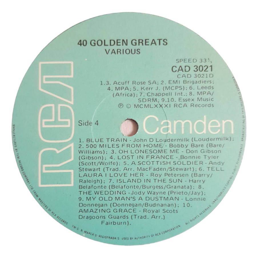 1981 Various  40 Golden Greats - Vinyl, 12`, 33 RPM - Rock - Very Good Plus - With Cover