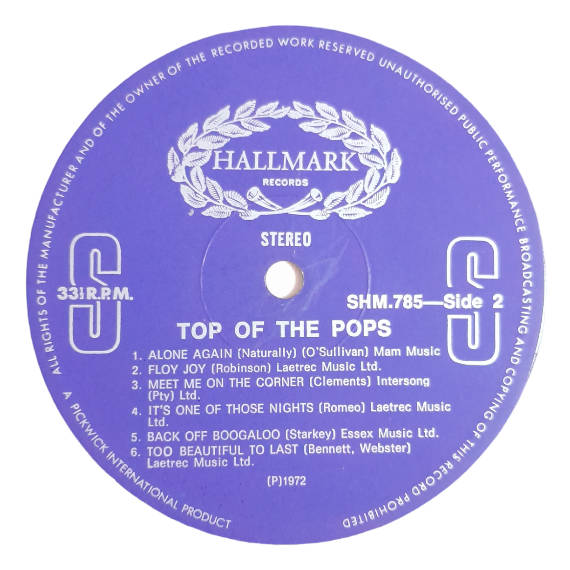 1972 Various - Top Of The Pops - Vinyl, 12`, 33 RPM - Pop - Very Good - With Cover