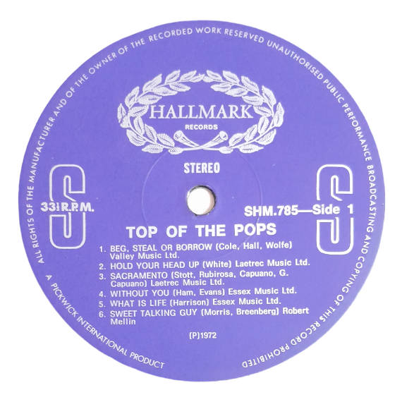 1972 Various - Top Of The Pops - Vinyl, 12`, 33 RPM - Pop - Very Good - With Cover