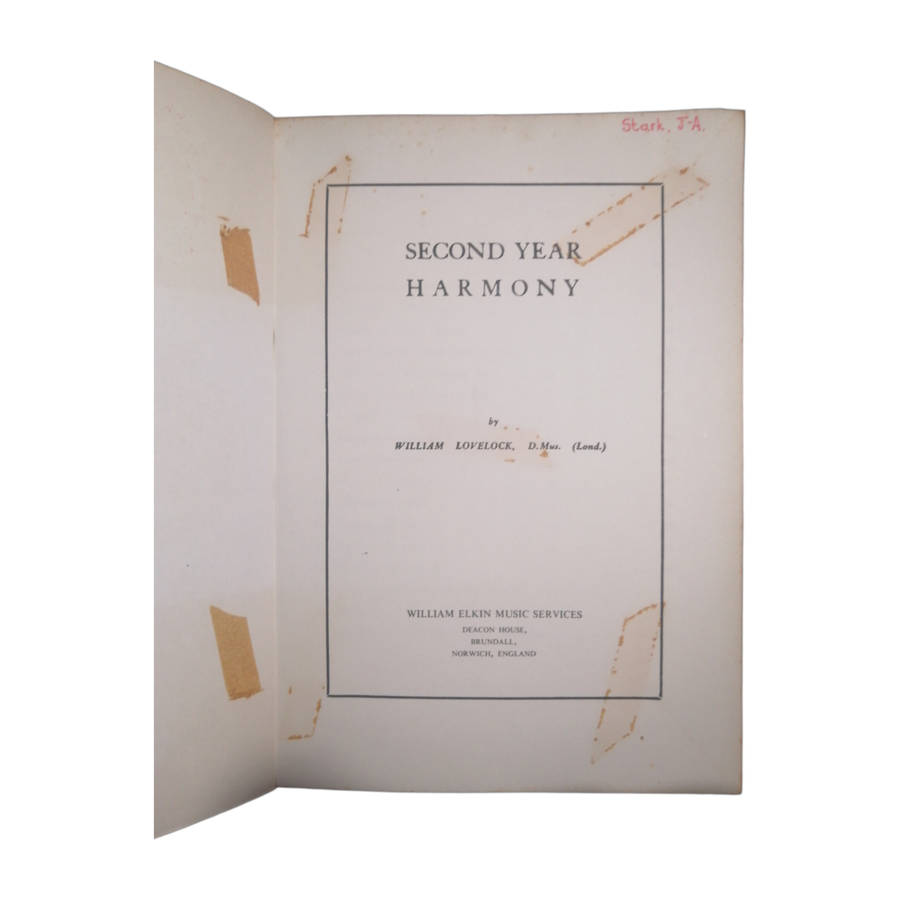 Second Year Harmony by William Lovelock Softcover